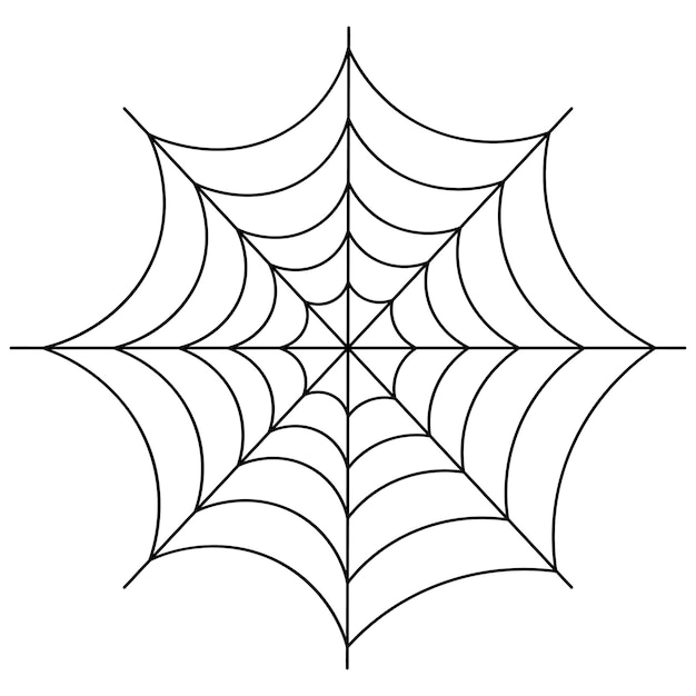 Vector spinnenweb. silhouet. schetsen. een kleverige slachtofferval. de hinderlaag van de jager. halloween-symbool dunne draad