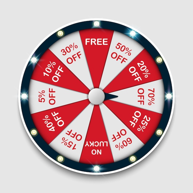 Spinning fortune wheel lucky roulette online promotion events vector illustration