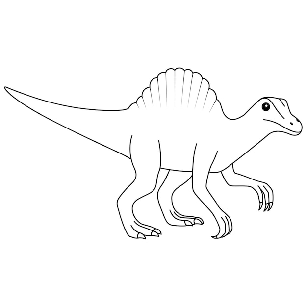 Spinosaurus coloring page Cute flat dinosaur isolated on white background