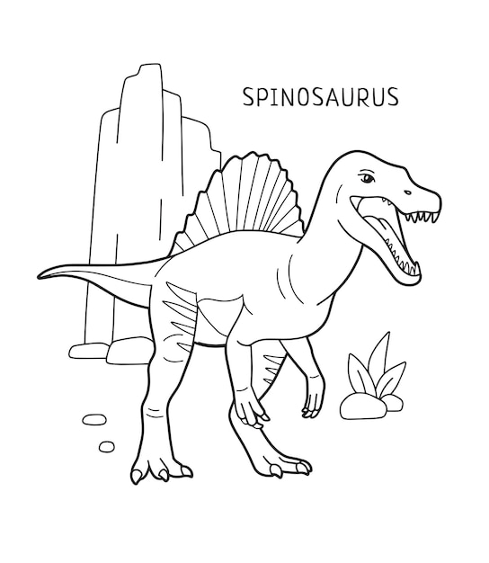 Spinosaurus dinosaurus kleurplaat voor kinderen
