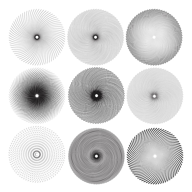 Vector spiraal snelheid en swirl set.