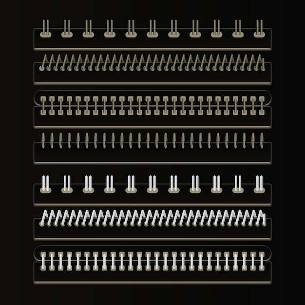 Vector spiraaldraadset voor het inbinden van boek- of documentvellen. organisator of agenda notitieboek bindrand