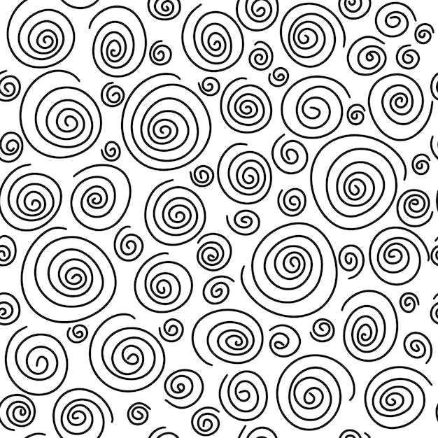 Vector spiraalpatroon zwart een abstract retro patroon van geometrische vormen een geometrische golf van cirkels achtergrond vector abstracte naadloze patroon met een handgetekende ronde spiraalvorm gemaakt met een borstel
