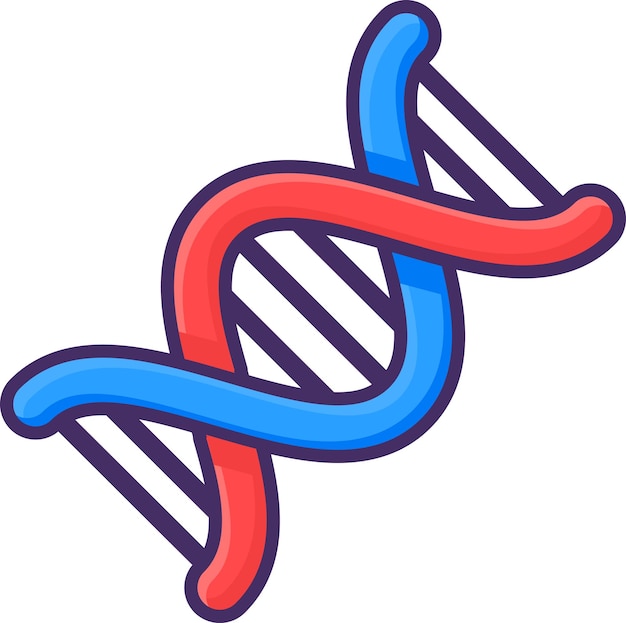 Vector spiraalvormig dna-molecuul verbonden chemische binding