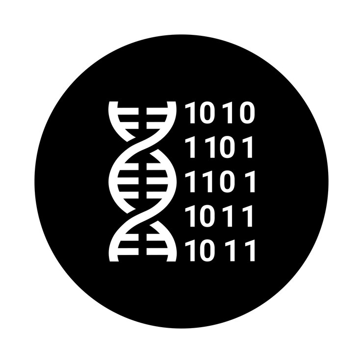 Vector spiraalvormige genetische code codering dna icoon zwarte vectorgrafiek