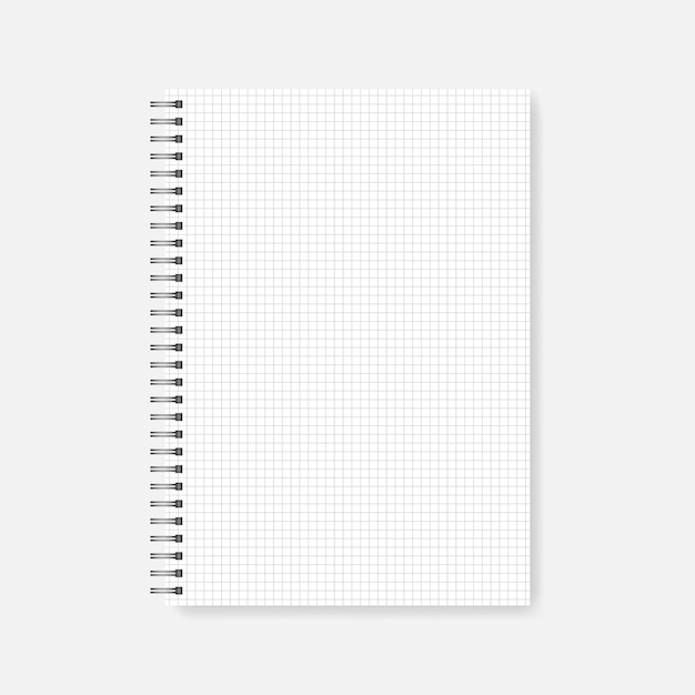 Spiraalvormige grafiek geregeerd notebook vector mockup Draadgebonden wit A4 notitieblok met vierkante vellen