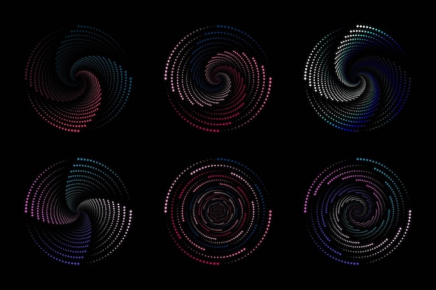 Spiraalvortex spin element Cirkelvormige en radiale lijnen volutes spiralen Willekeurige gestreepte punten halftone