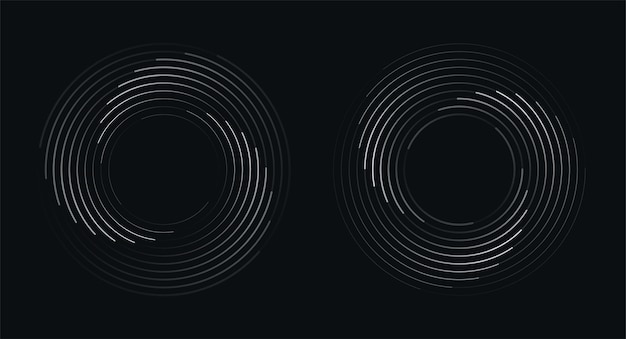 Vector spiral circular rhythm sound wave on dark background