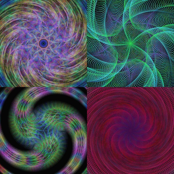 Vector spiral digital art design background collection