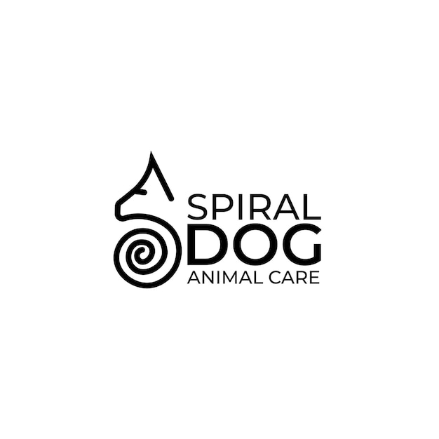 Ispirazione per il design del logo del cane a spirale modello minimalista del logo del negozio di animali da compagnia illustrazione vettoriale