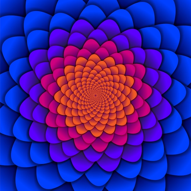 Spiral flower pattern in red and blue