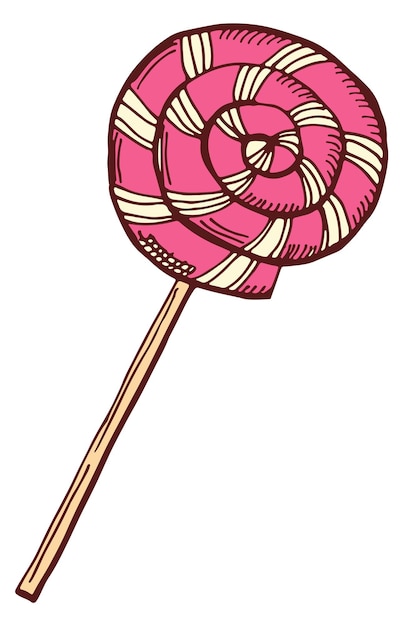 Spiral hard candy stick Striped lollipop doodle