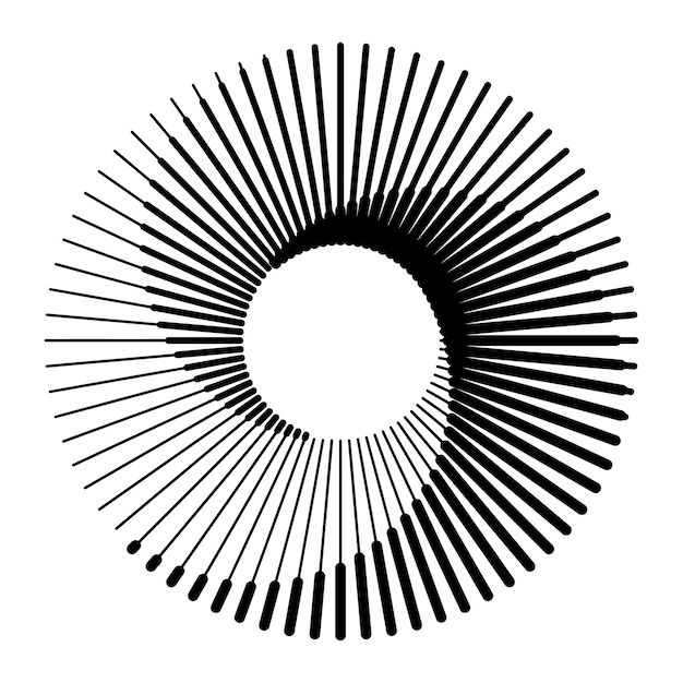 Vector spiral line graphic symbol vector radial dynamic geometric pattern sunburst abstract mono