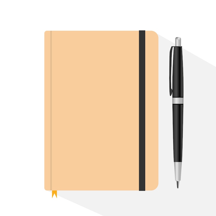 Vector spiral notebook and pen flat design-vector illustration