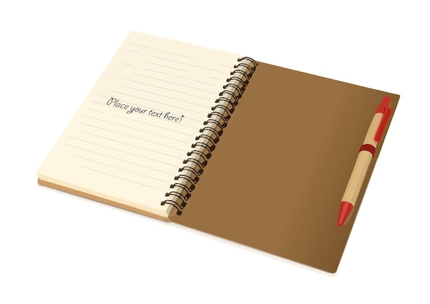 Spiral notepad with pen Color vector