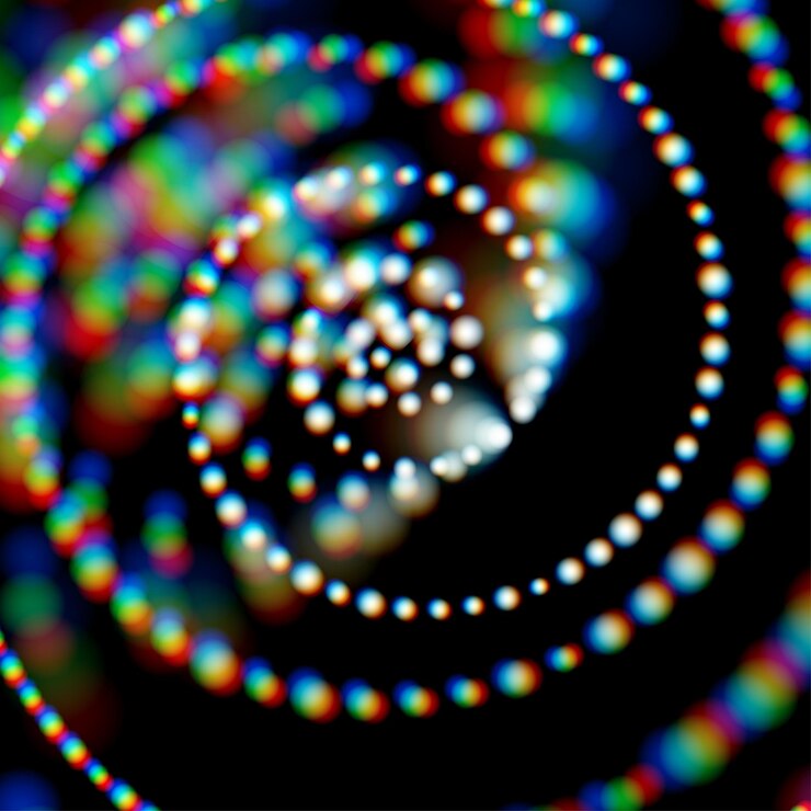 Vector spiral shiny garlands with light aberrations