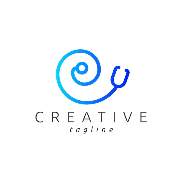 Spiral stethoscope logo with letter e modern gradient color