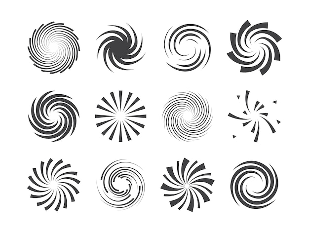 Spiral and swirl motion twisting circles  element set