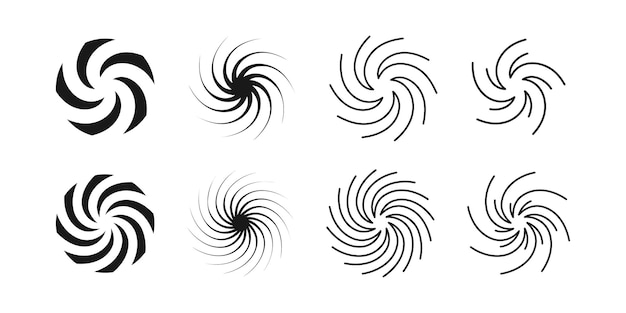 Torsione vettoriale a spirale elemento di illustrazione dell'ipnosi del vortice di turbolenza collezione di volteggiatura dell'effetto ipnotico