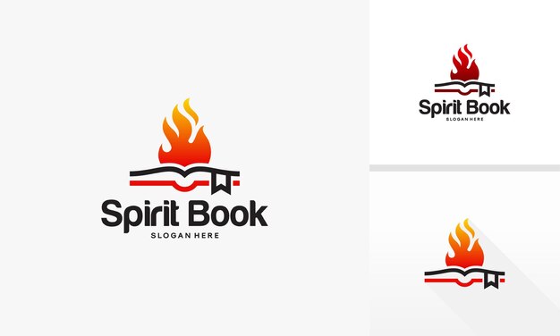 Spirit Book 로고 디자인, Hot Learn 로고 디자인 벡터, Motivation Book 로고 디자인