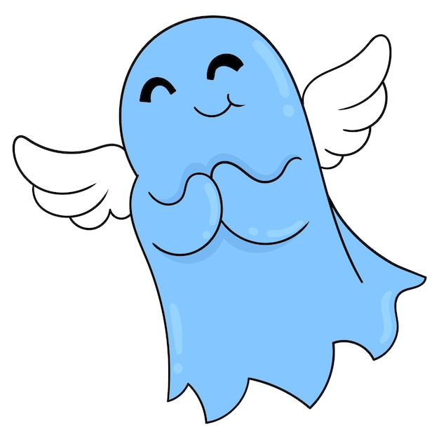 Spirit ghosts fly into the sky happily, vector illustration art. doodle icon image kawaii.