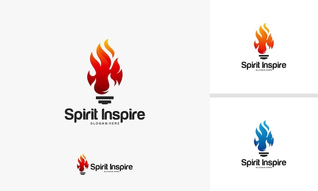 Spirit Inspire logo-ontwerpconcept, Hot Idea-logo-ontwerpen, Bulb Idea-logosymbool