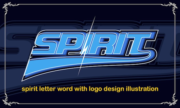 Parola della lettera dello spirito con l'illustrazione del disegno del logo. per lo sport, club, slogan, squadra, poster, moderno,