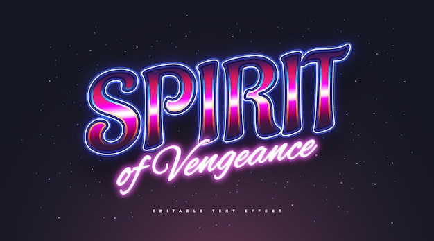 Spirit text in colorful retro style and glowing neon effect. editable text style effect