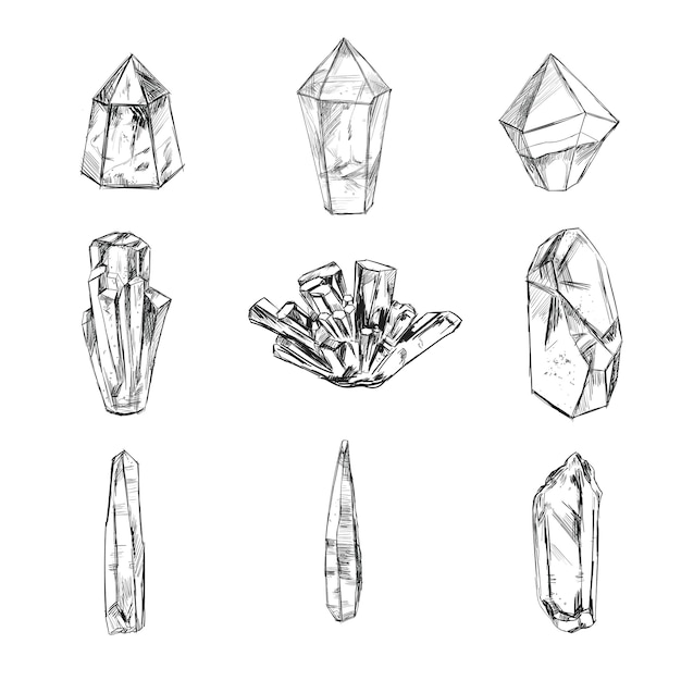 Vector spiritual crystals collection