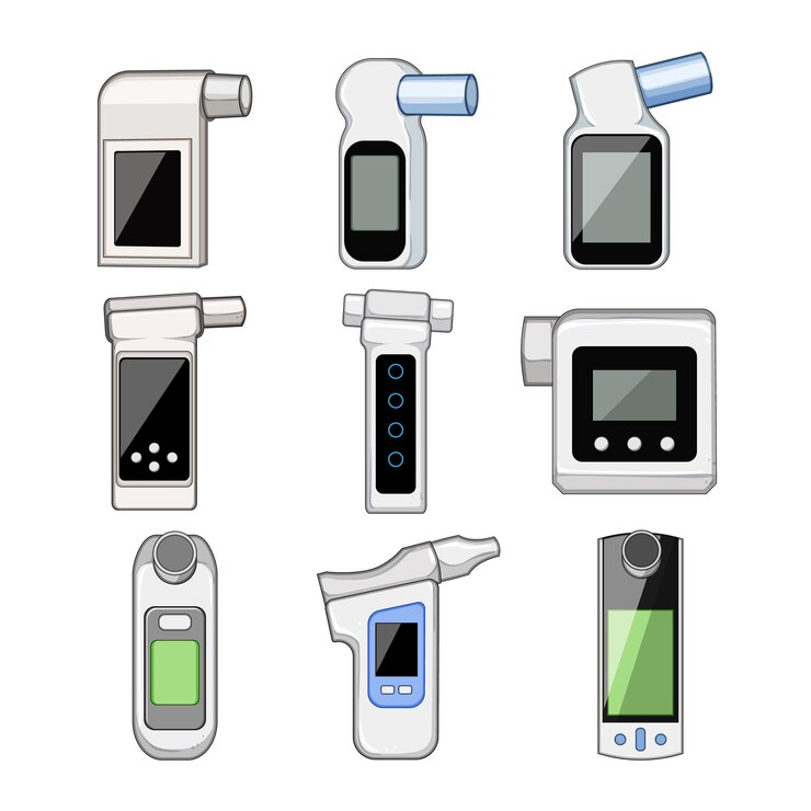 Vector spirometer set cartoon vector illustration