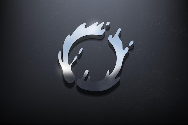 Vector splash 3d logo design, shiny mockup logo with textured wall. realistic vector