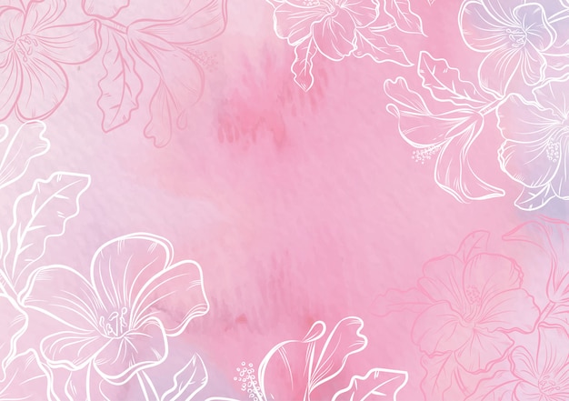 スプラッシュと手描きの花の水彩画の背景