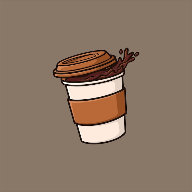 Splash Cup Coffee Cartoon Vector