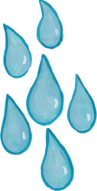水のスプラッシュドロップと水池の手描きの水彩画