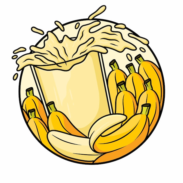 Splash Glass Banana Juice Vector Isolated