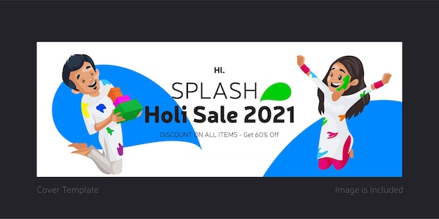 Splash holi verkoop facebook pagina sjabloonontwerp