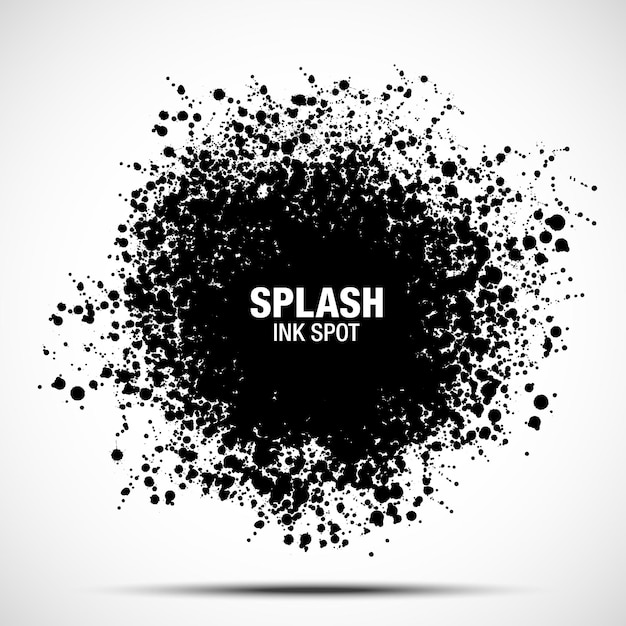 Splash ink spot drops black texture isolated on white background grunge abstract blot  vector