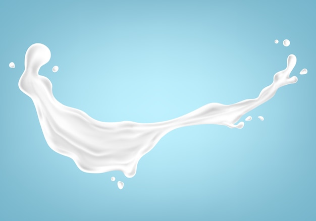 Splash of milk or cream isolated on blue background_1