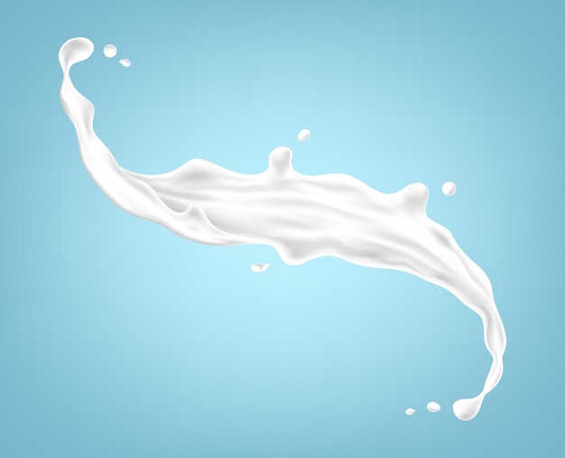 Splash of milk or cream isolated on blue background