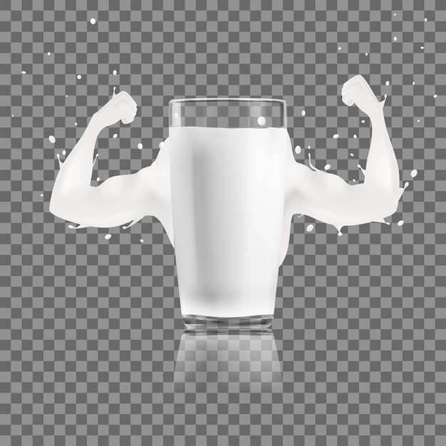 Vector splash of milk in form of strong arm concept