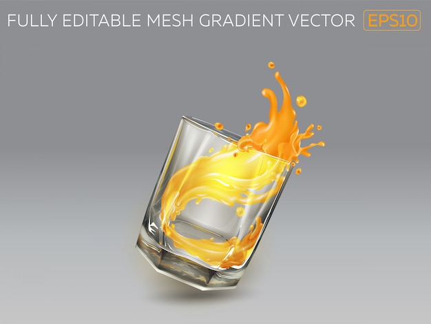 Vector splash of orange juice from a falling glass