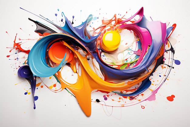 Splash of paint Colorful Abstract background Digital Art colored floating liquid in the trend