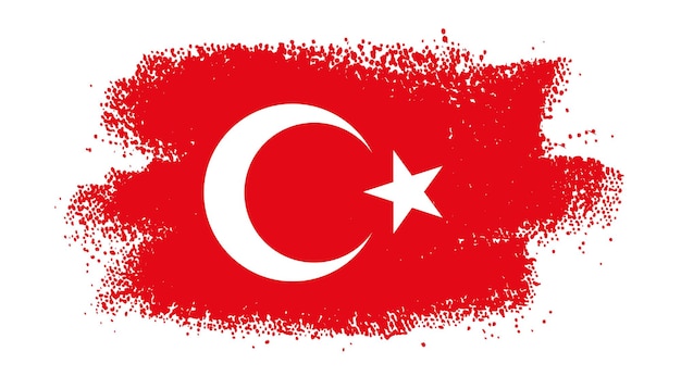 Vector splash paintbrush texture effect turkey flag vector