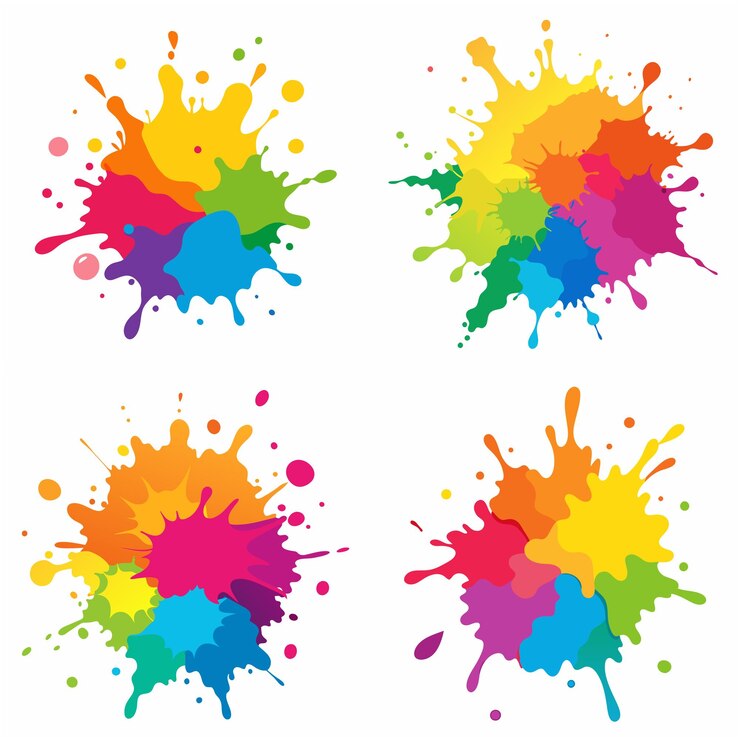 Vector splash of paints blobs paint splatter colourful vector splash of paints isolated on white