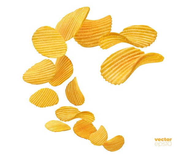 Splash of ripple potato chips flying snacks