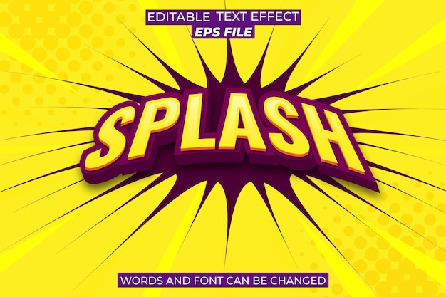 Vector splash text effect font editable typography 3d text