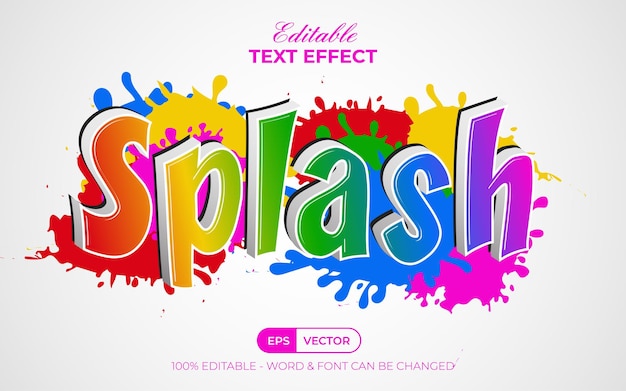 Vector splash text effect graffiti style theme. editable text effect.