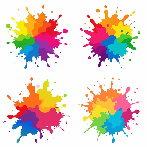 Splash van verf Blobs Paint splatter kleurrijk Vector splatter van verf geïsoleerd op wit