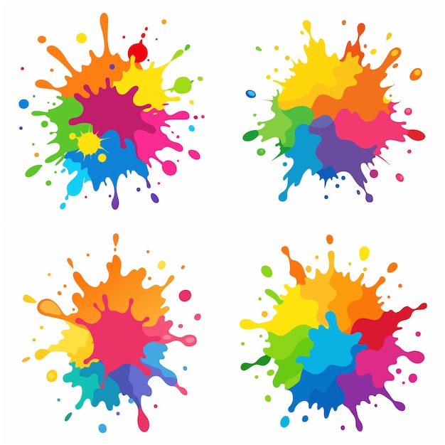 Splash van verf Blobs Paint splatter kleurrijk Vector splatter van verf geïsoleerd op wit
