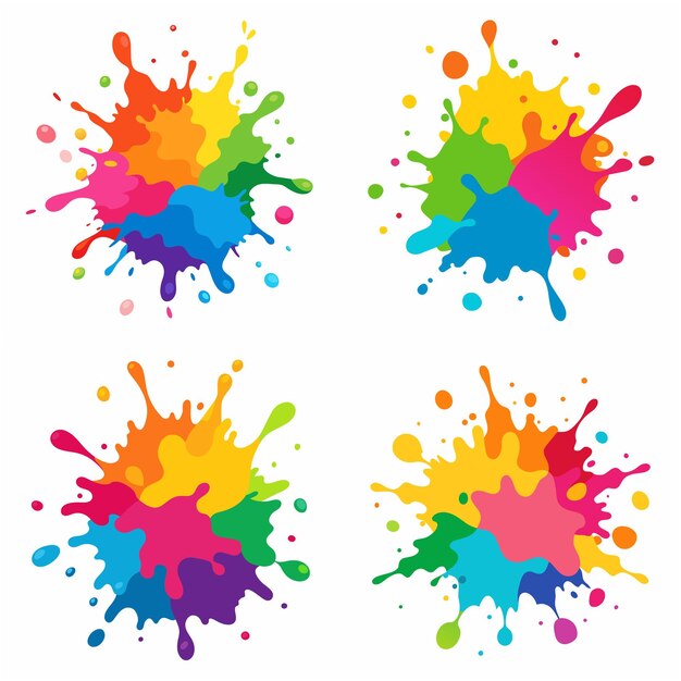 Splash van verf Blobs Paint splatter kleurrijk Vector splatter van verf geïsoleerd op wit